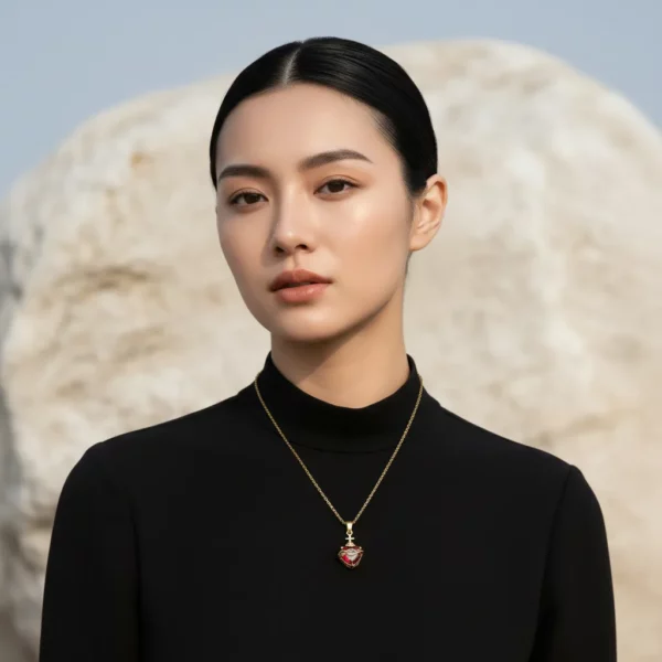 collier déesses 03, cœur rubis