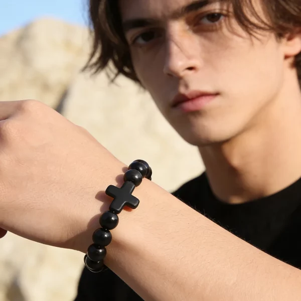 bracelet tablettes 04, croix d’onyx
